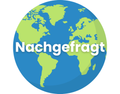 Die Weltkugel. Auf ihr steht geschrieben: nachgefragt.