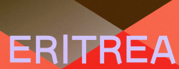 Im Hintergrund sind bunte geometrische Formen. Darüber steht Eritrea.